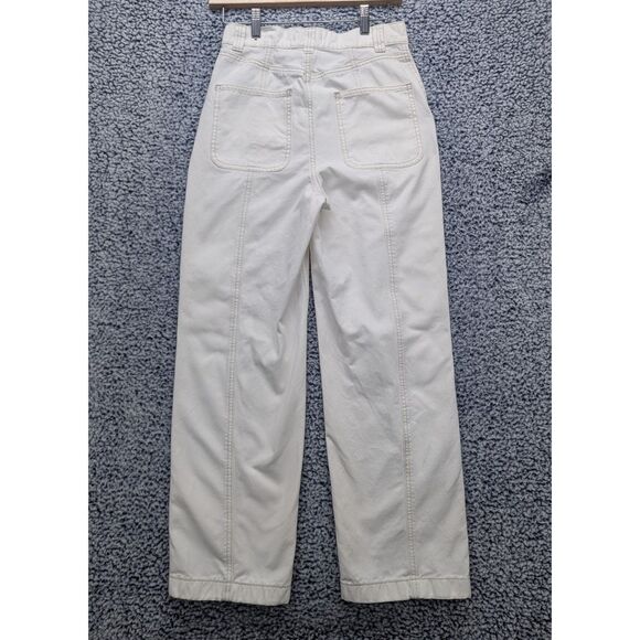 Abercrombie Fitch High Rise Wide Leg Cargo Pants Size 26 Boho Y2K Barrel White - Picture 2 of 13